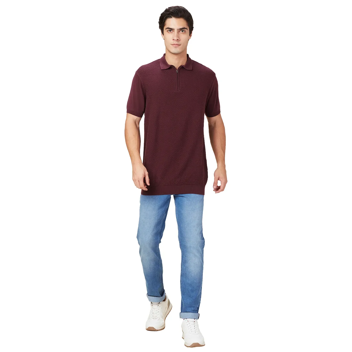 Wine Regular Fit Men's Polo T-Shirt by Being Human Clothing - Image 2