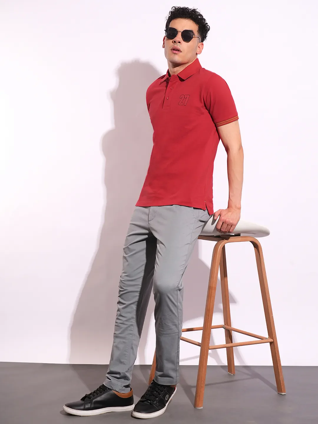 Red Regular Fit Men's Polo T-Shirt by Being Human Clothing - Image 4