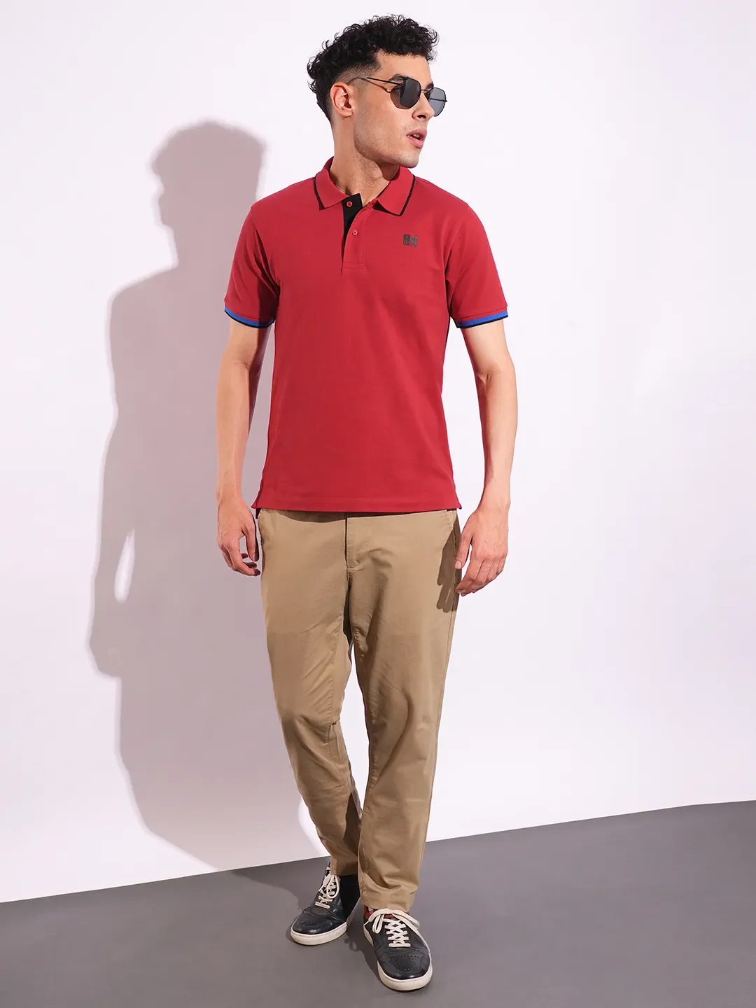 Red Regular Fit Men's Polo T-Shirt by Being Human Clothing - Image 4
