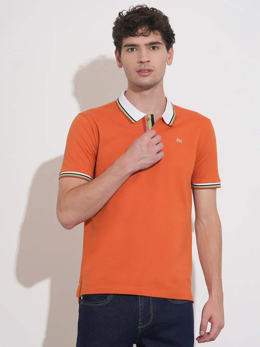 Brown Regular Fit Men's Polo T-Shirt by Being Human Clothing