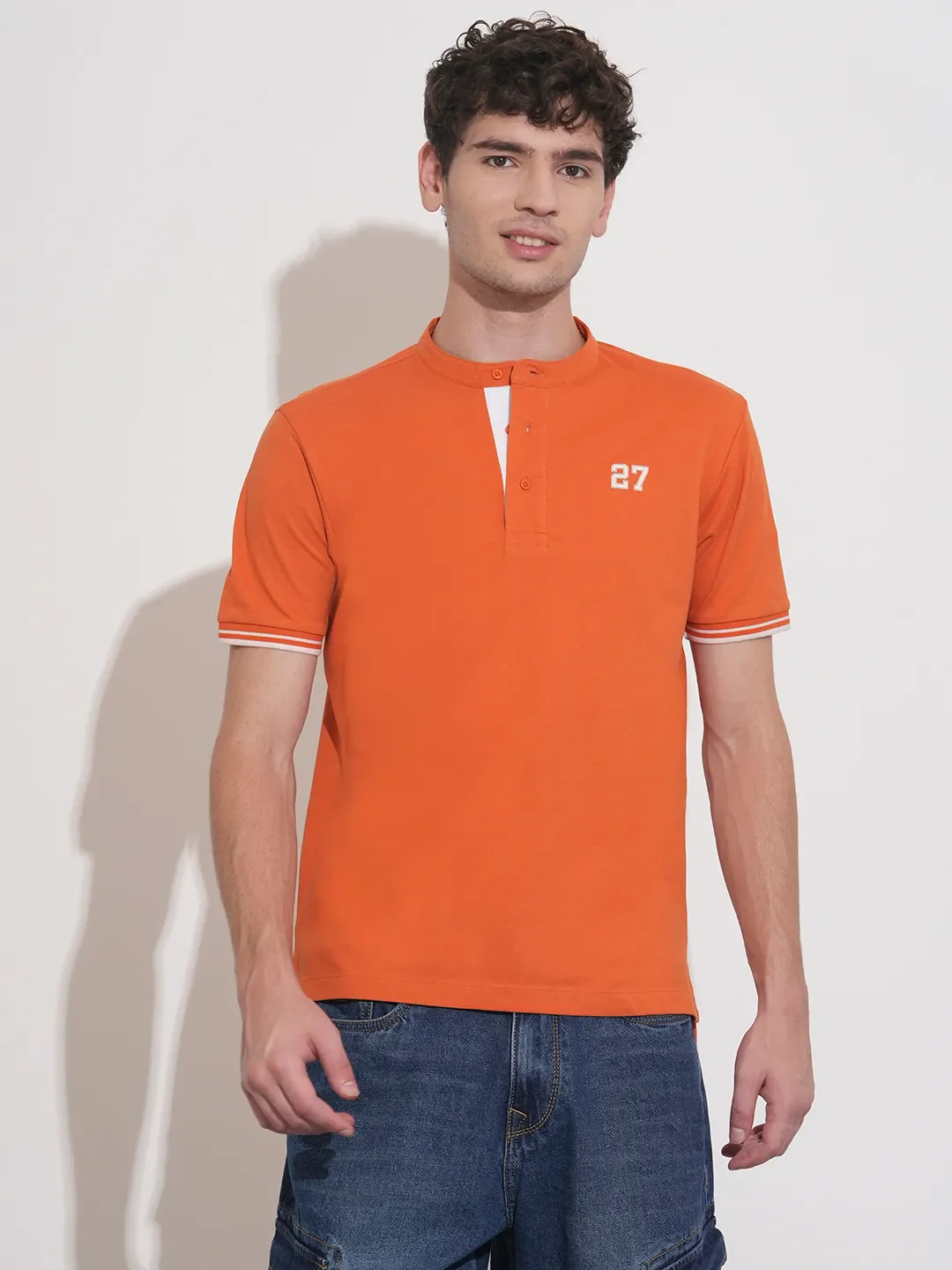 Brown Regular Fit Men's Polo T-Shirt by Being Human Clothing