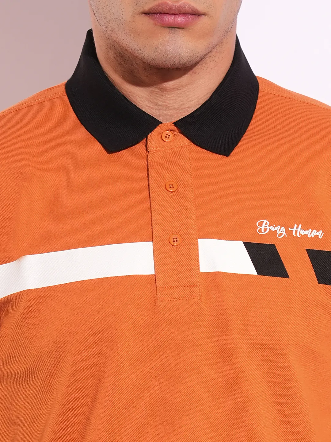 Brown Regular Fit Men's Polo T-Shirt by Being Human Clothing - Image 5