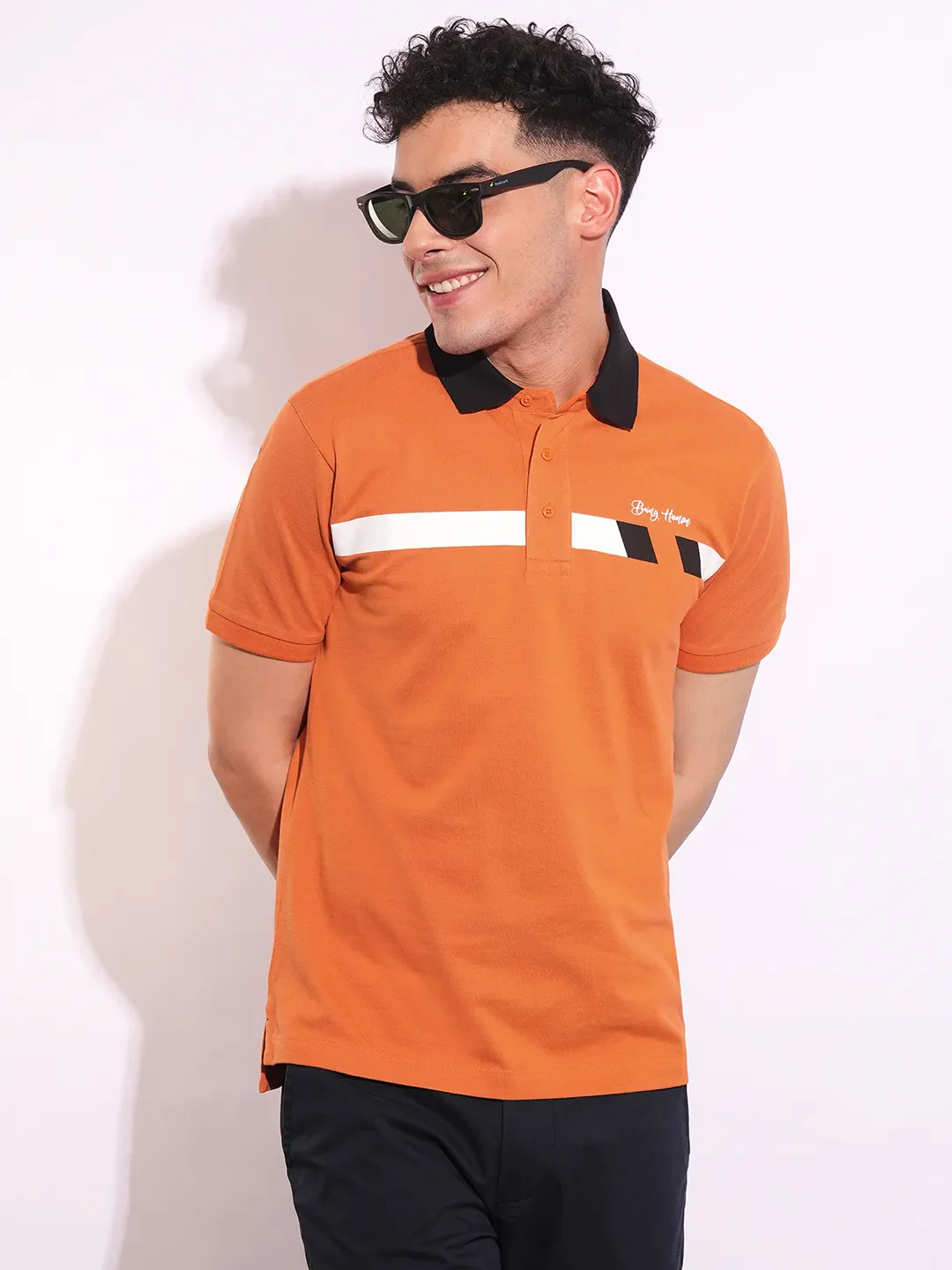 Brown Regular Fit Men's Polo T-Shirt by Being Human Clothing - Image 6