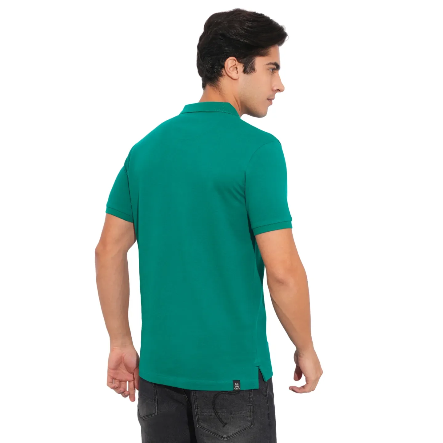 Teal Regular Fit Men's Polo T-Shirt by Being Human Clothing - Image 3