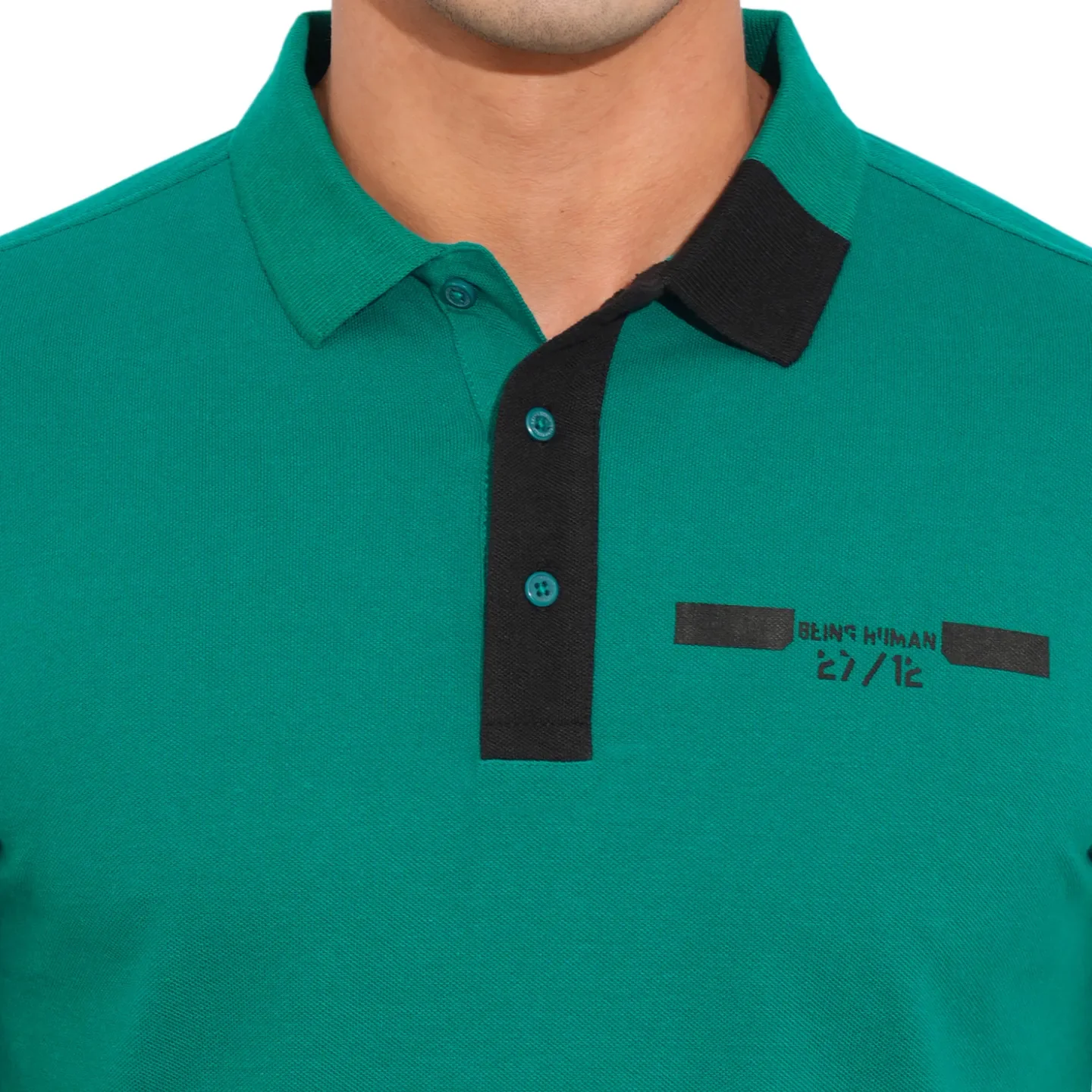 Teal Regular Fit Men's Polo T-Shirt by Being Human Clothing - Image 5