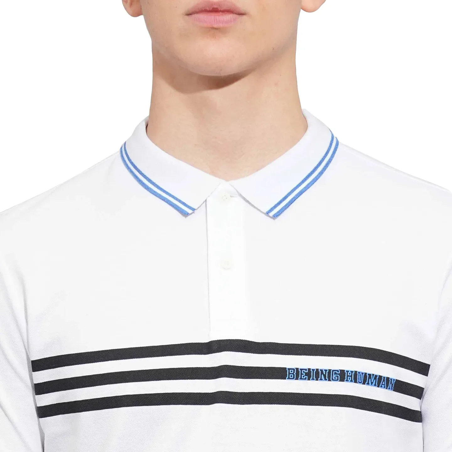 White Regular Fit Men's Polo T-Shirt by Being Human Clothing - Image 5
