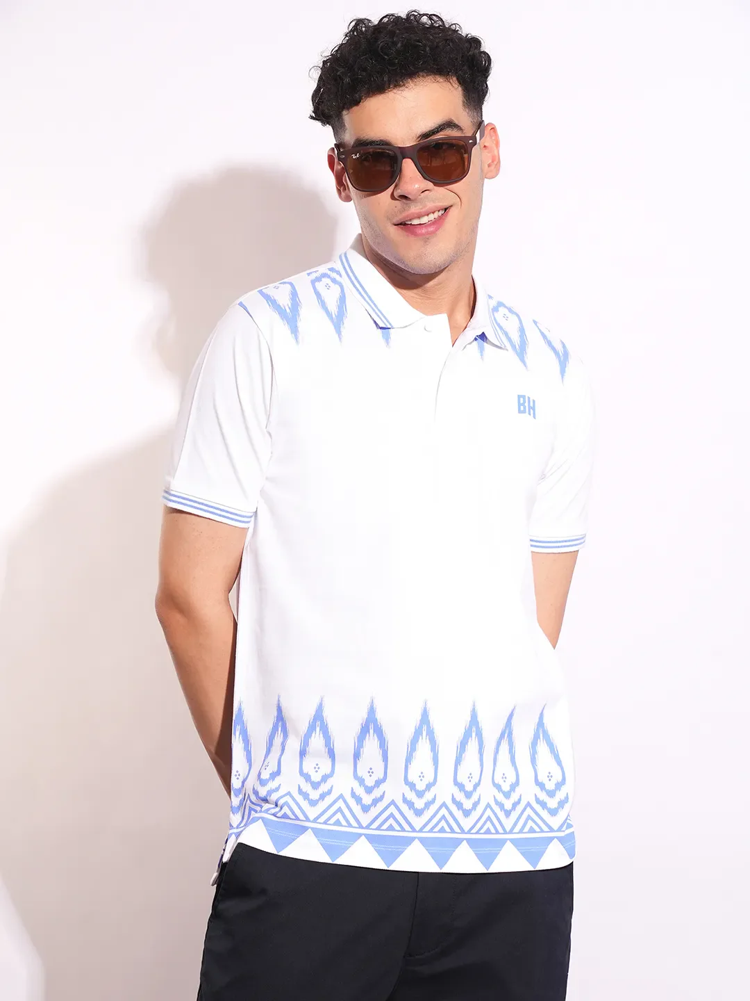 White Regular Fit Men's Polo T-Shirt by Being Human Clothing - Image 6