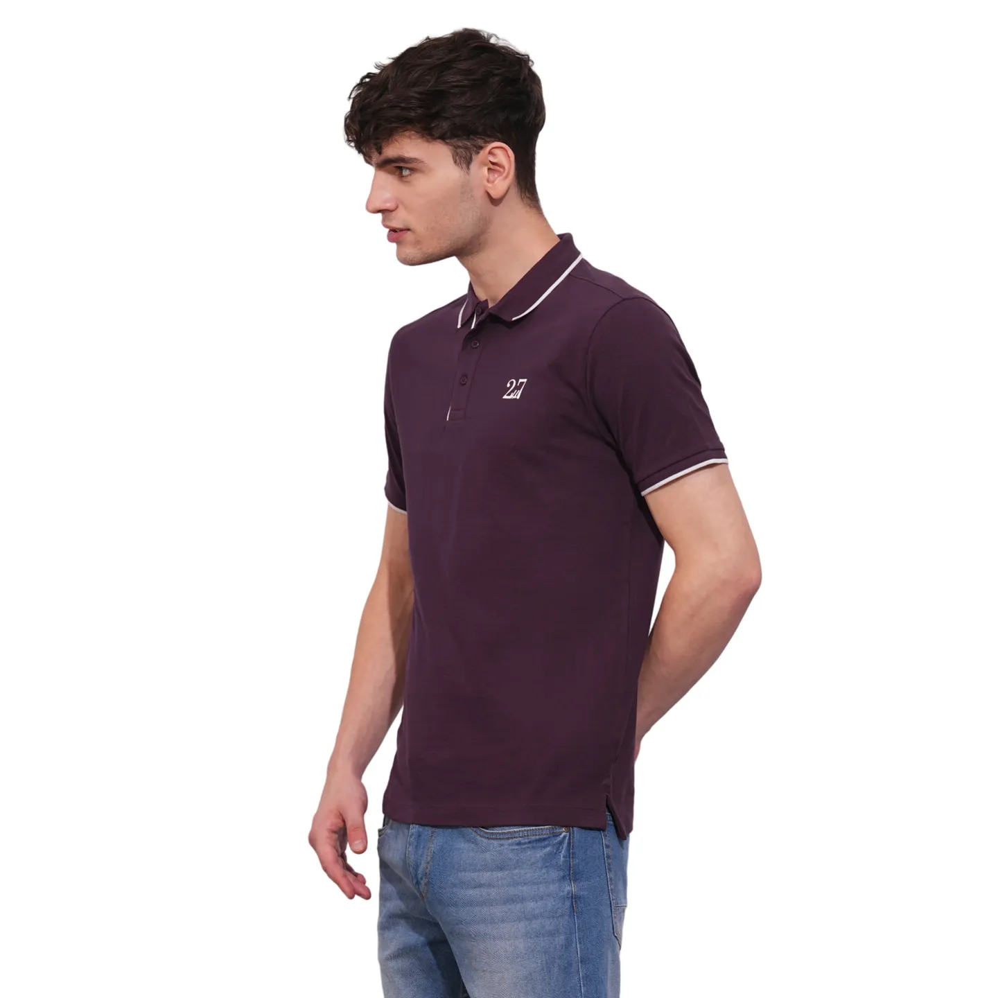 Wine Regular Fit Men's Polo T-Shirt by Being Human Clothing - Image 2
