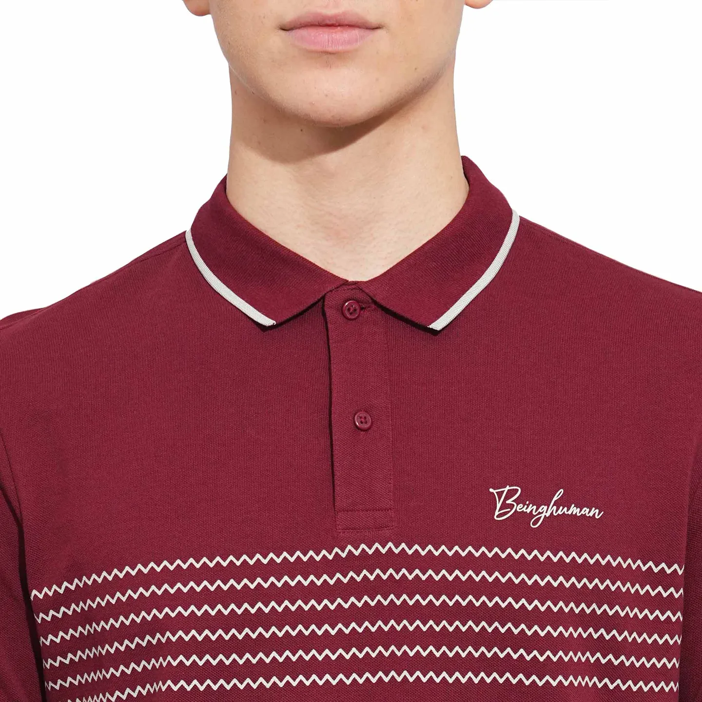 Wine Regular Fit Men's Polo T-Shirt by Being Human Clothing - Image 5