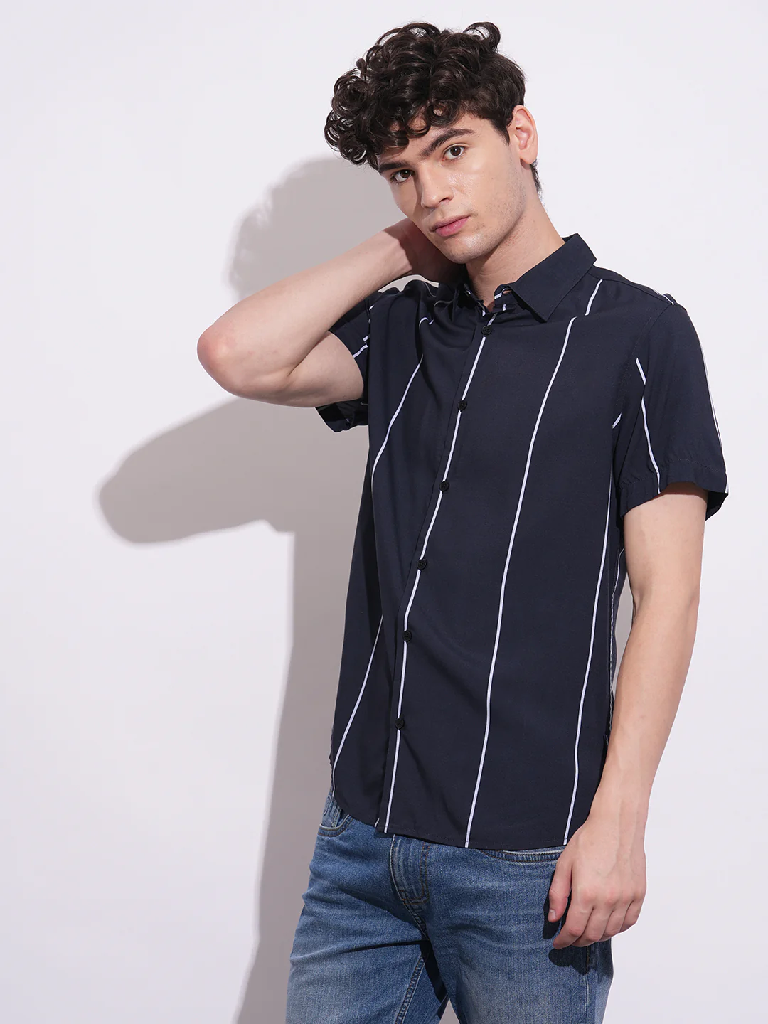 Black Regular Fit Regular Collar Men's Shirt by Being Human Clothing - Image 2