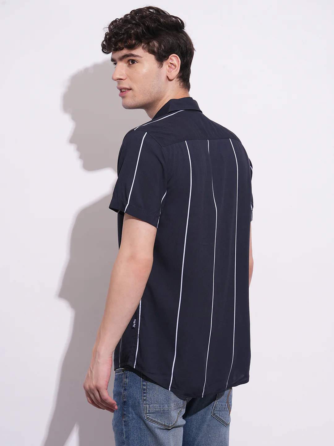 Black Regular Fit Regular Collar Men's Shirt by Being Human Clothing - Image 3