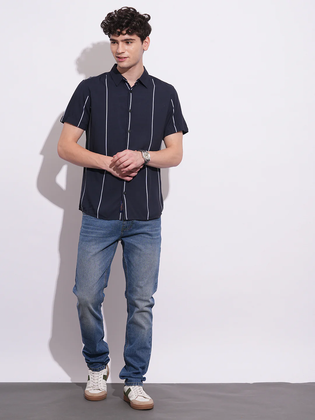 Black Regular Fit Regular Collar Men's Shirt by Being Human Clothing - Image 5