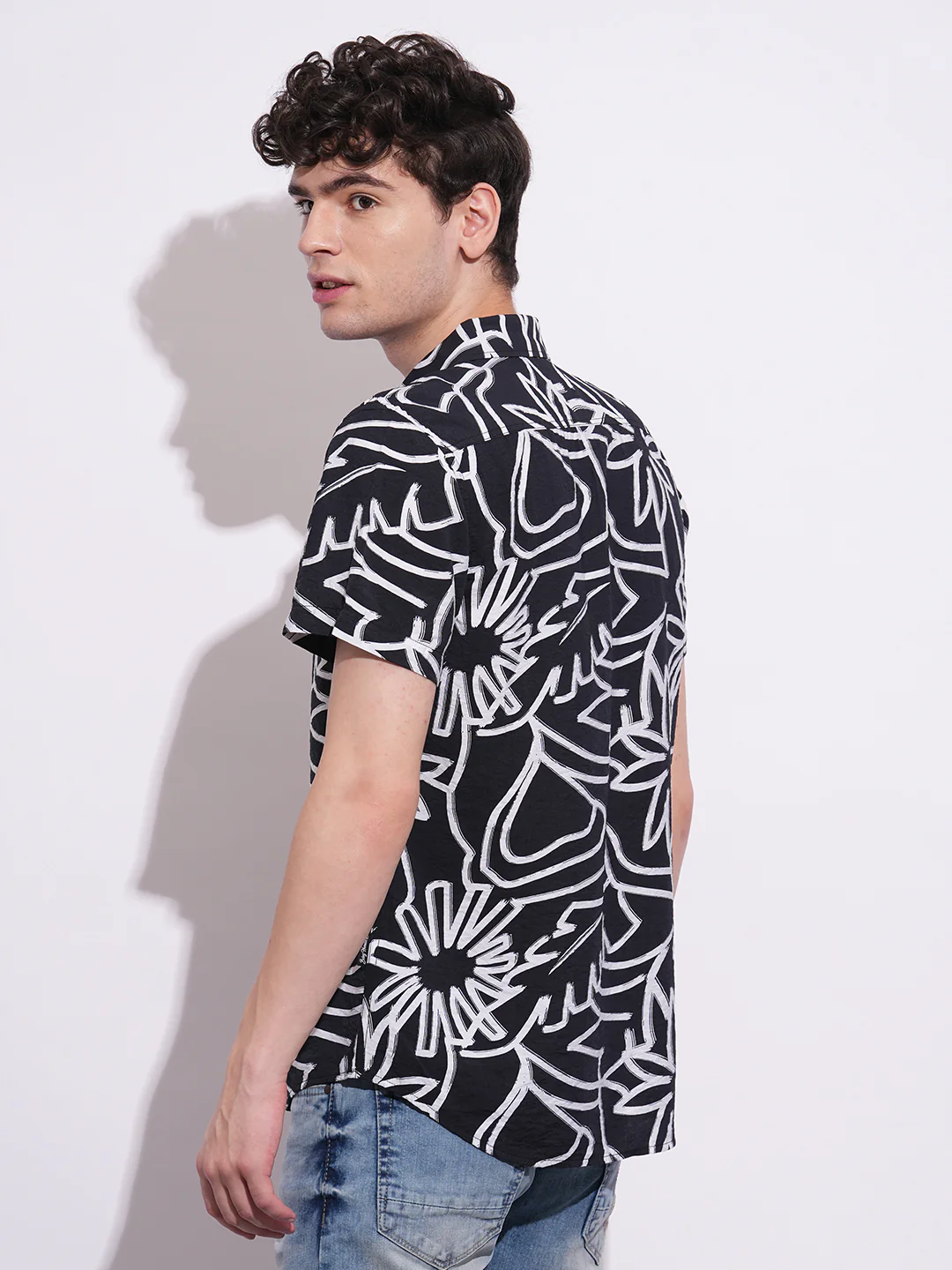 Black Regular Fit Regular Collar Men's Shirt by Being Human Clothing - Image 3