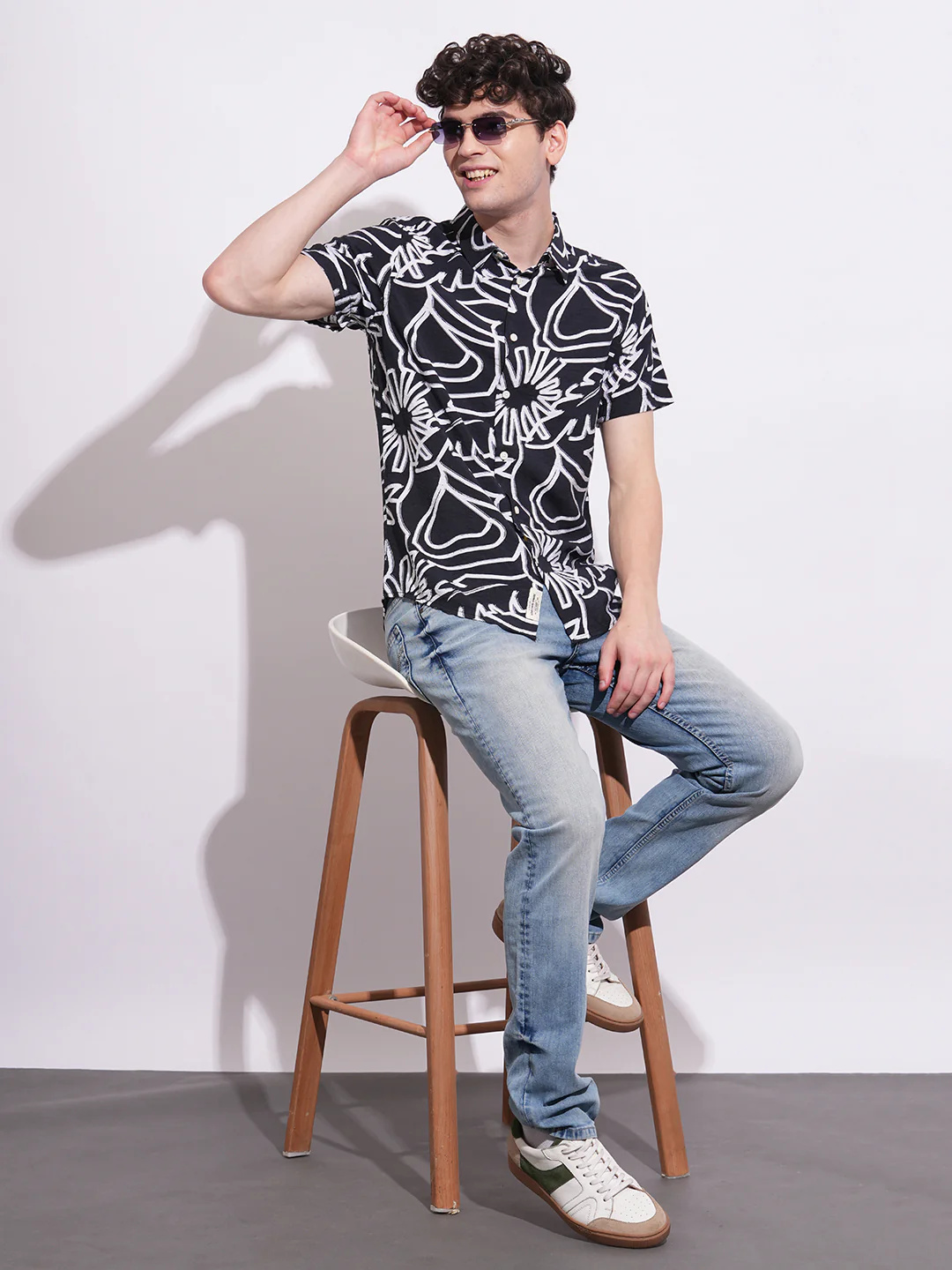 Black Regular Fit Regular Collar Men's Shirt by Being Human Clothing - Image 5