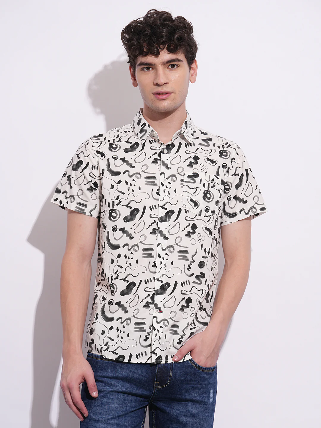 Black Regular Fit Regular Collar Men's Shirt by Being Human Clothing
