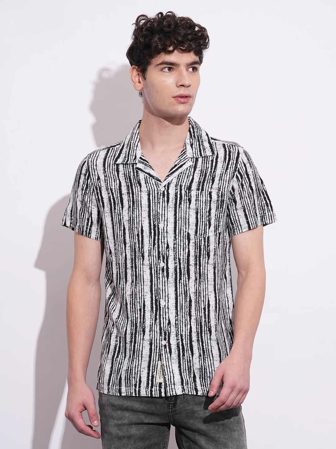 Black Slim Fit Regular Collar Men's Shirt by Being Human Clothing