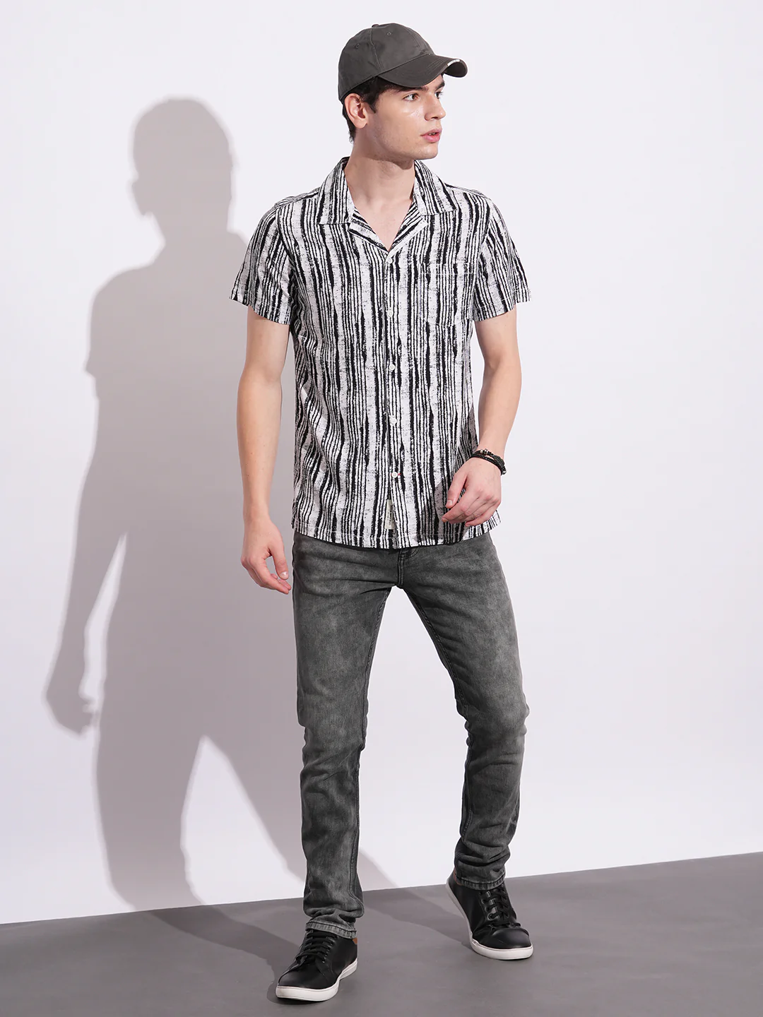 Black Slim Fit Regular Collar Men's Shirt by Being Human Clothing - Image 5