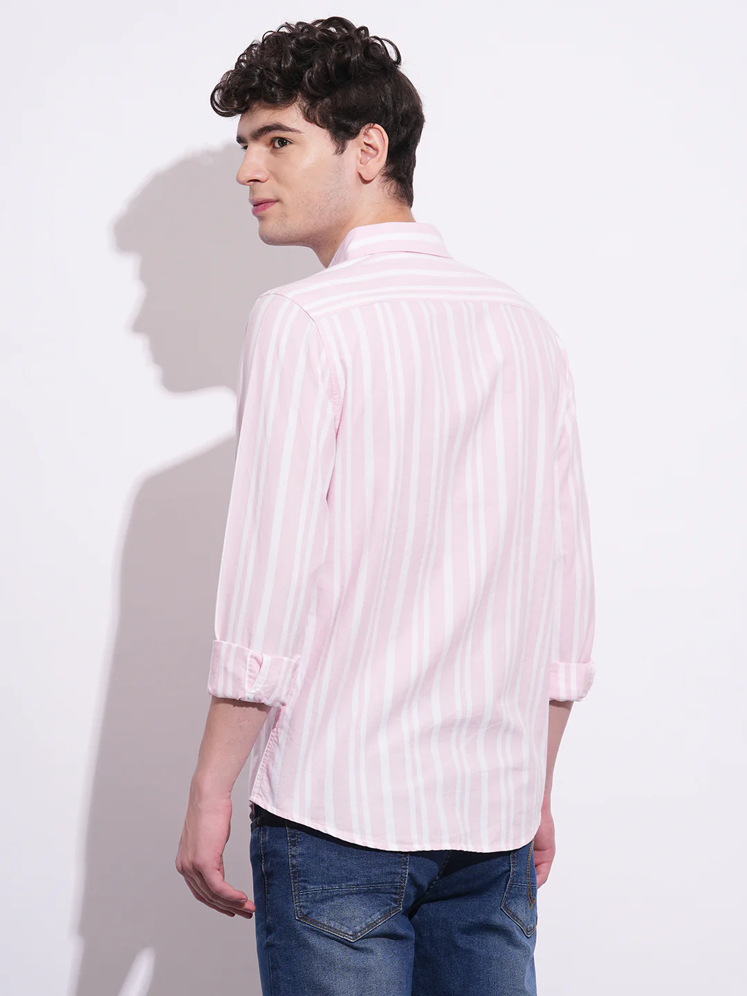 Light Pink Regular Fit Regular Collar Men's Shirt by Being Human Clothing - Image 3