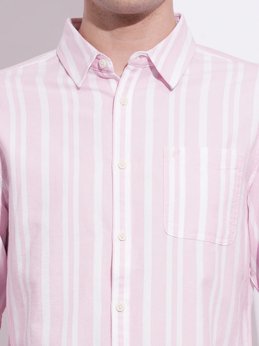 Light Pink Regular Fit Regular Collar Men's Shirt by Being Human Clothing - Image 4