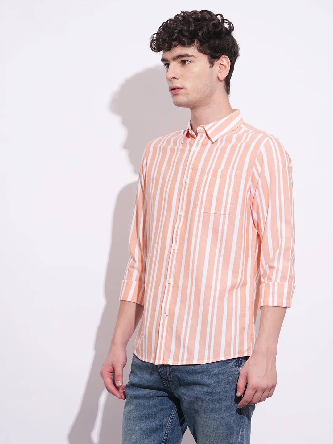 Orange Regular Fit Regular Collar Men's Shirt by Being Human Clothing - Image 2