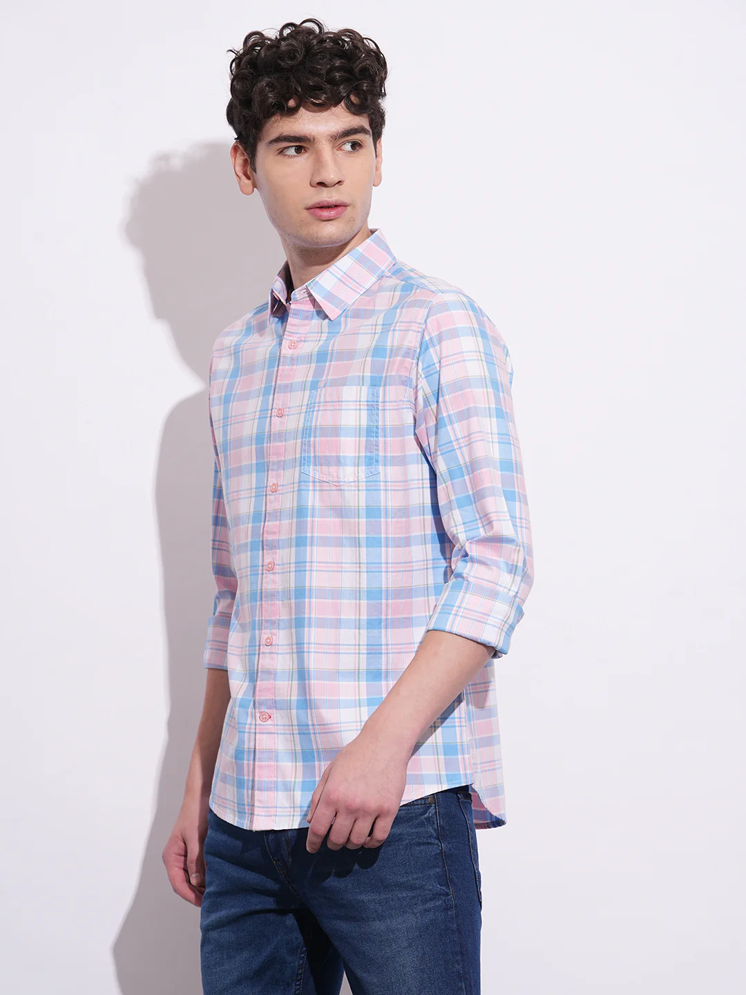 Pink Regular Fit Regular Collar Men's Shirt by Being Human Clothing - Image 2