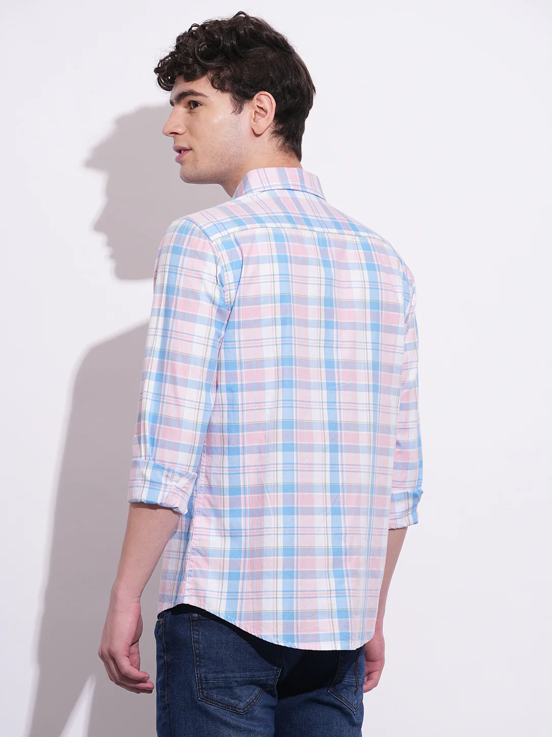 Pink Regular Fit Regular Collar Men's Shirt by Being Human Clothing - Image 3