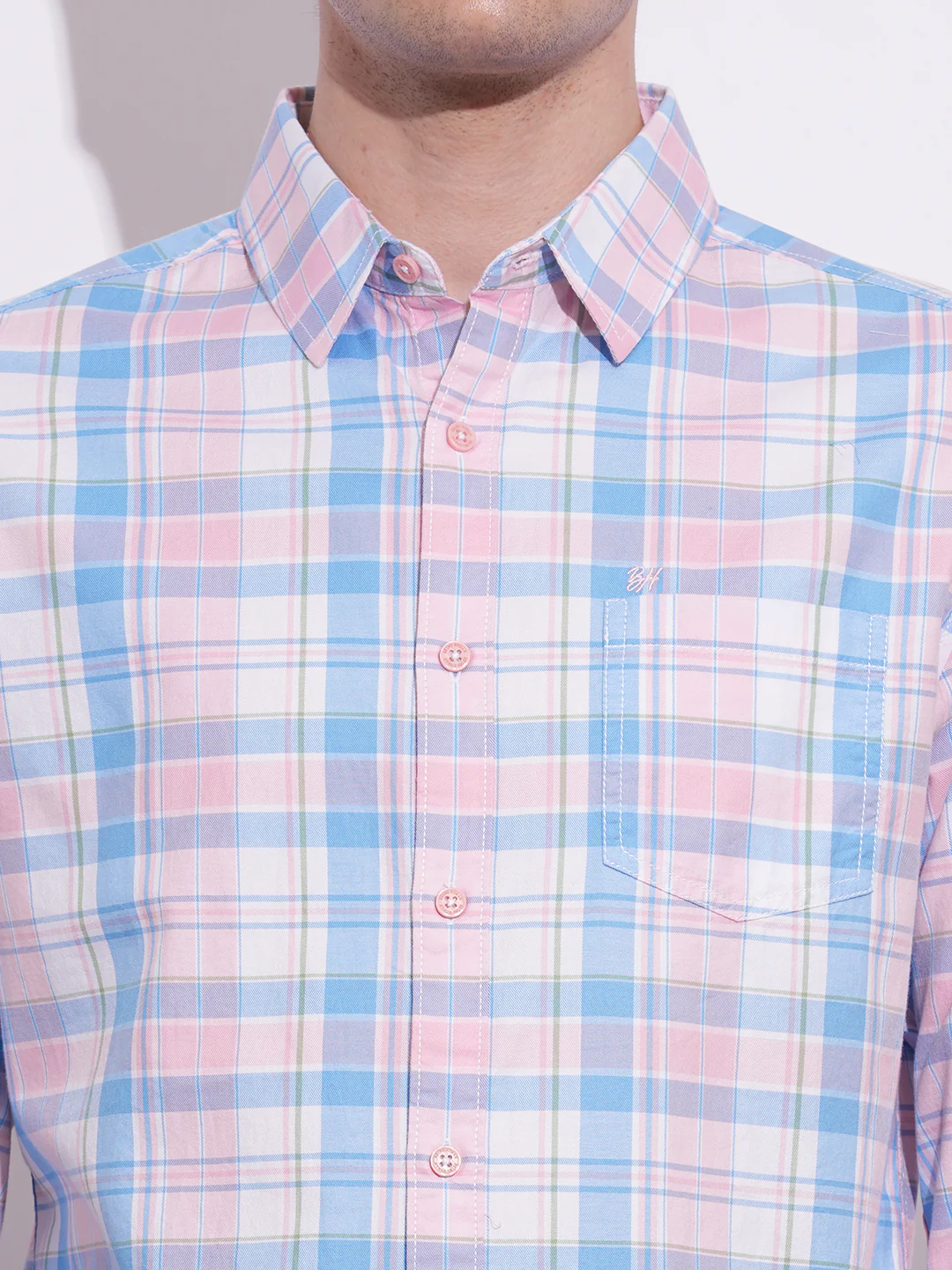 Pink Regular Fit Regular Collar Men's Shirt by Being Human Clothing - Image 4