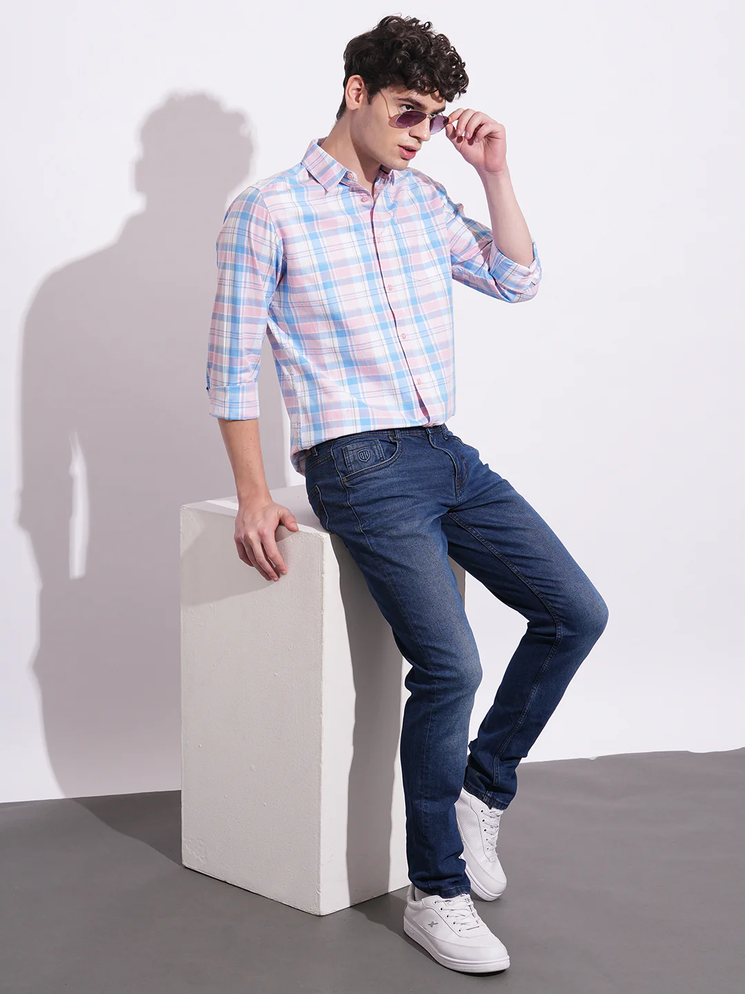 Pink Regular Fit Regular Collar Men's Shirt by Being Human Clothing - Image 5