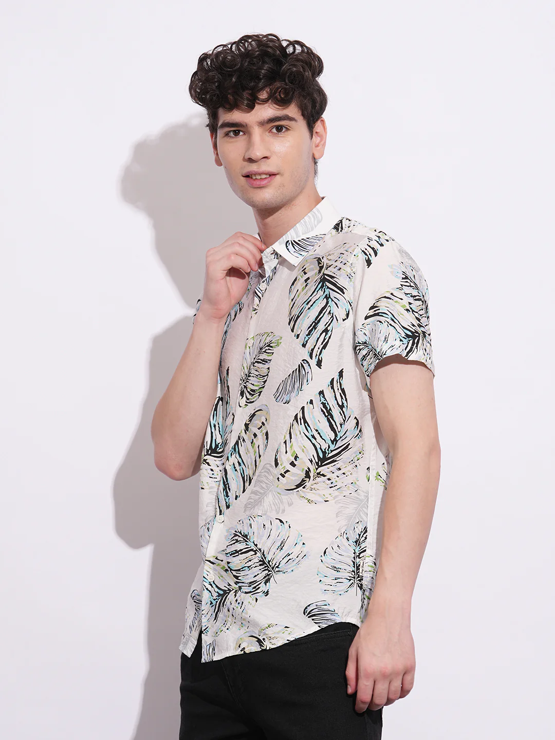 White Regular Fit Regular Collar Men's Shirt by Being Human Clothing - Image 2