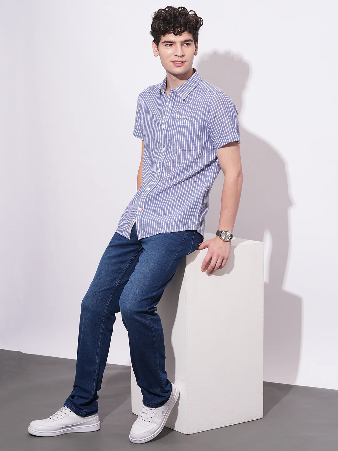 White Regular Fit Regular Collar Men's Shirt by Being Human Clothing - Image 5
