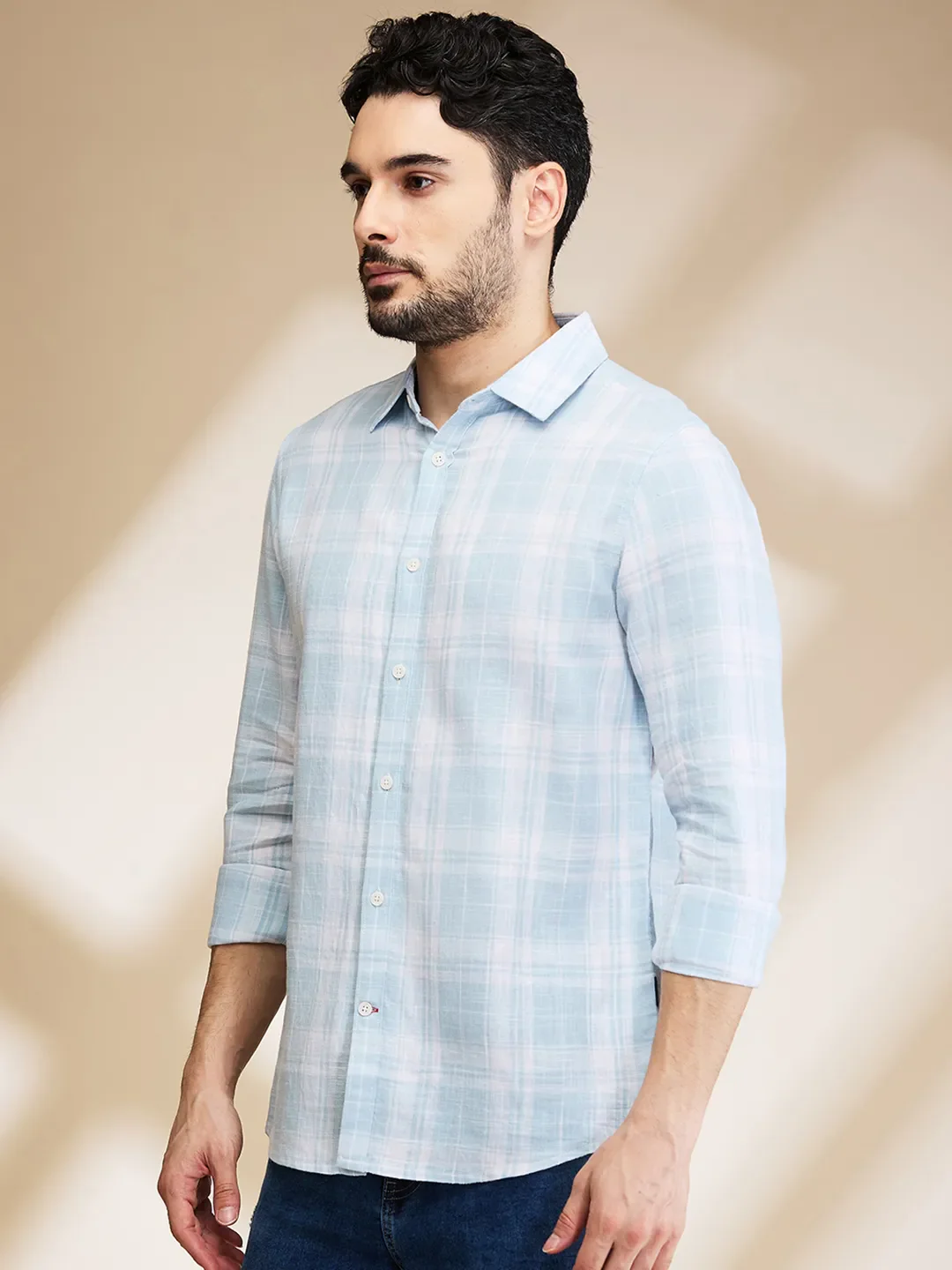 Aqua Slim Fit Regular Collar Men's Shirt by Being Human Clothing - Image 4