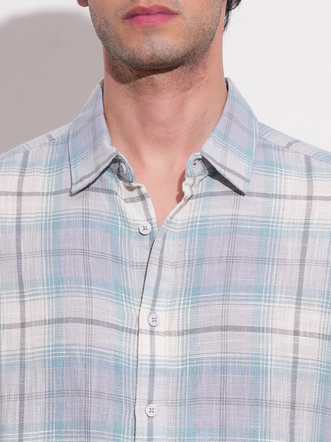 Blue Slim Straight Fit Regular Collar Long Sleeves Men's Shirt by Being Human Clothing - Image 5