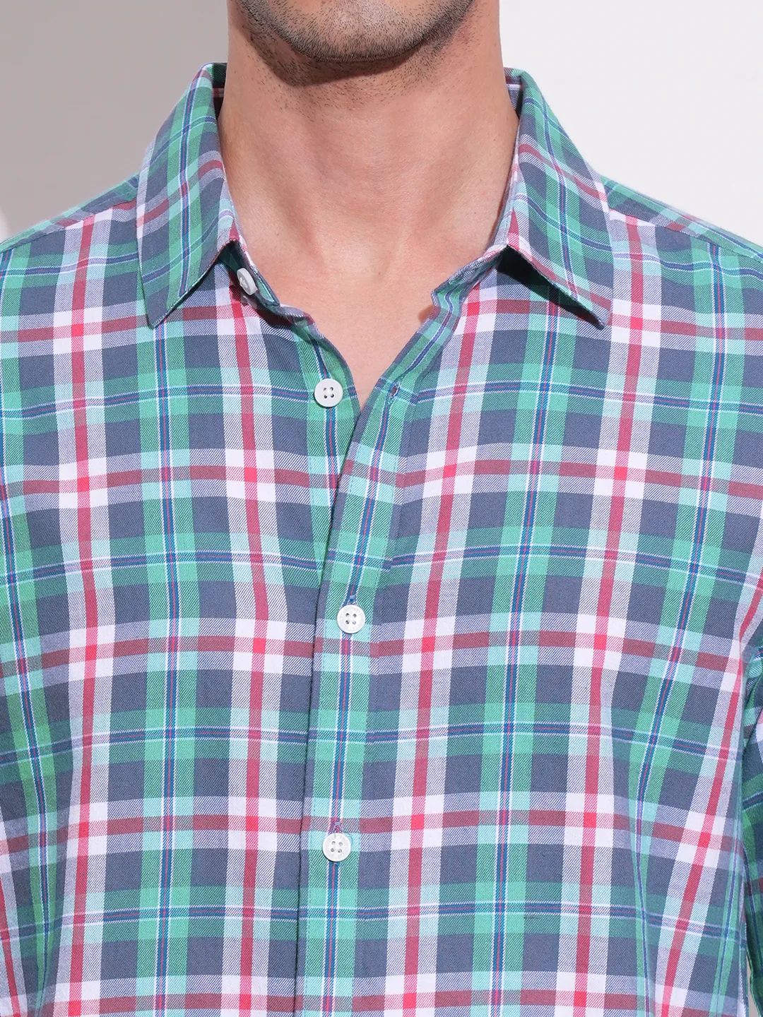 Blue Slim Straight Fit Regular Collar Long Sleeves Men's Shirt by Being Human Clothing - Image 5