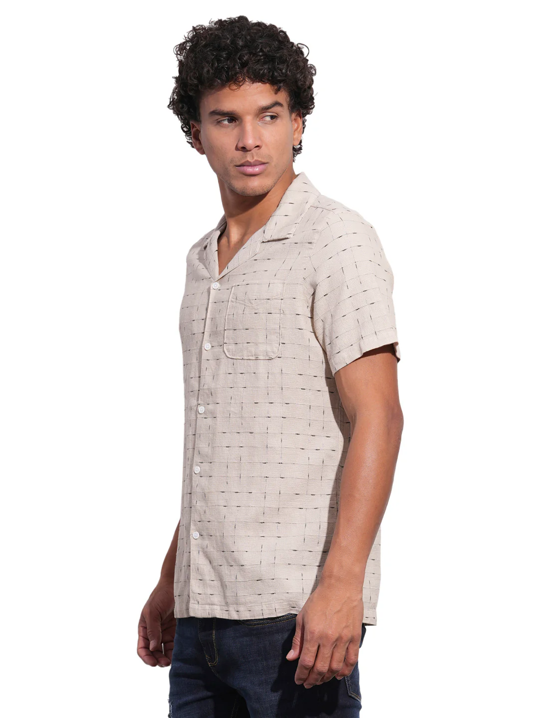Beige Easy Fit Regular Collar Men's Shirt by Being Human Clothing - Image 2