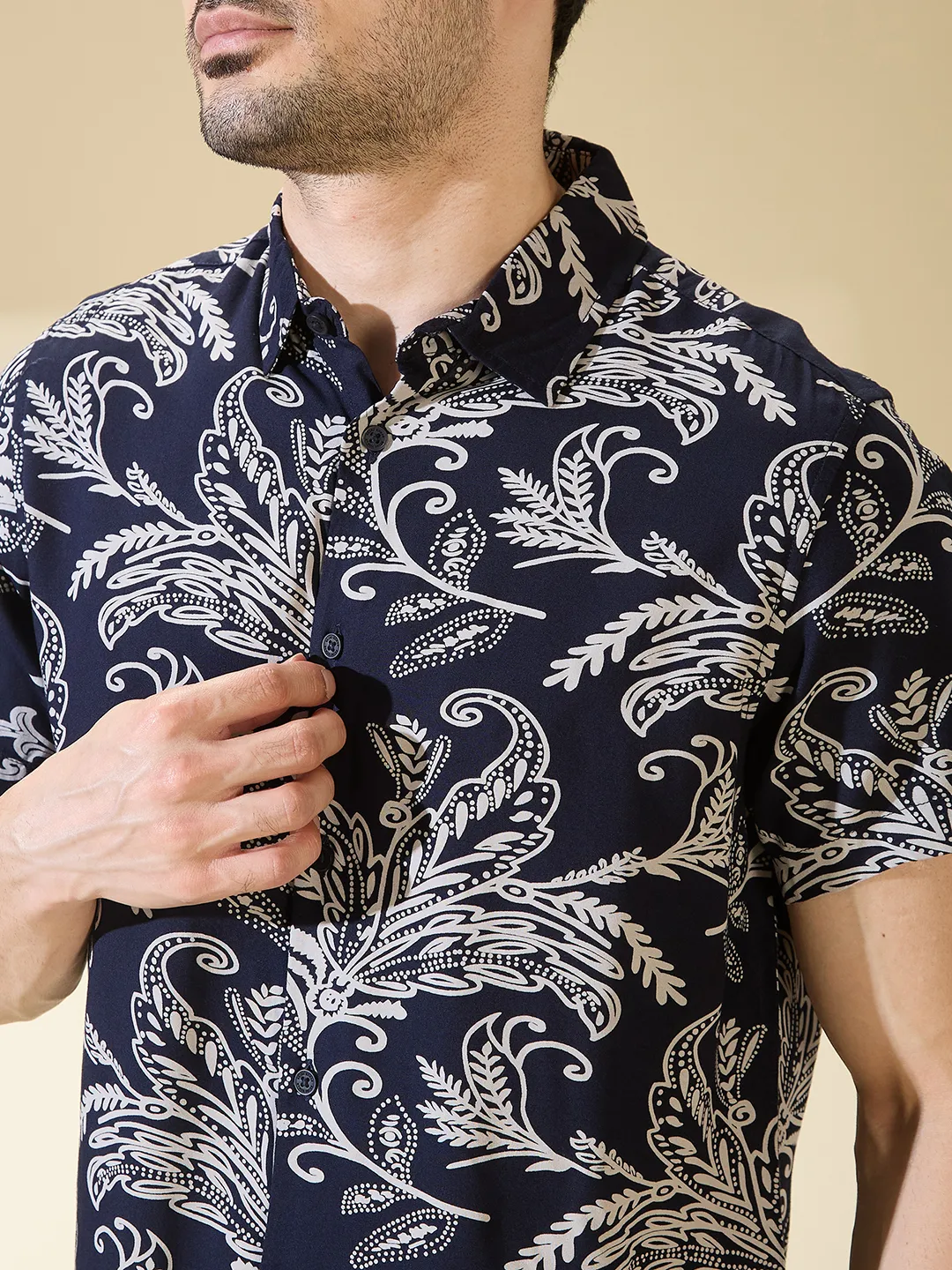 Black Slim Straight Fit Regular Collar Short Sleeves Men's Shirt by Being Human Clothing - Image 5