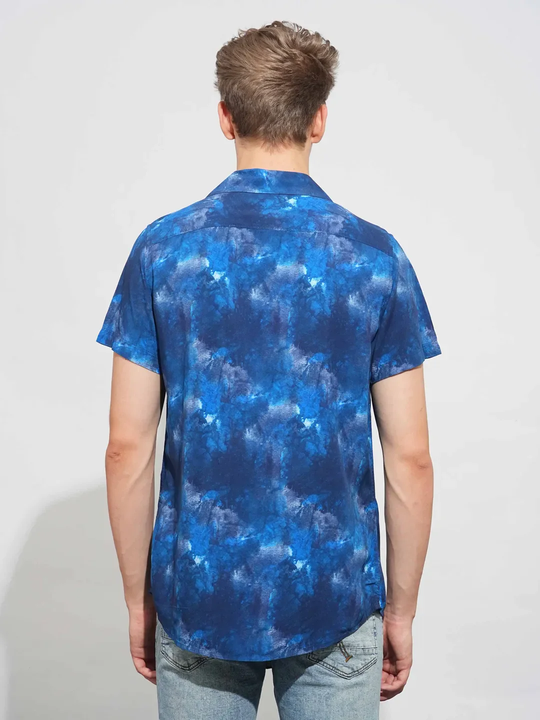 Blue Slim Fit Resort Collar Men's Shirt by Being Human Clothing - Image 3
