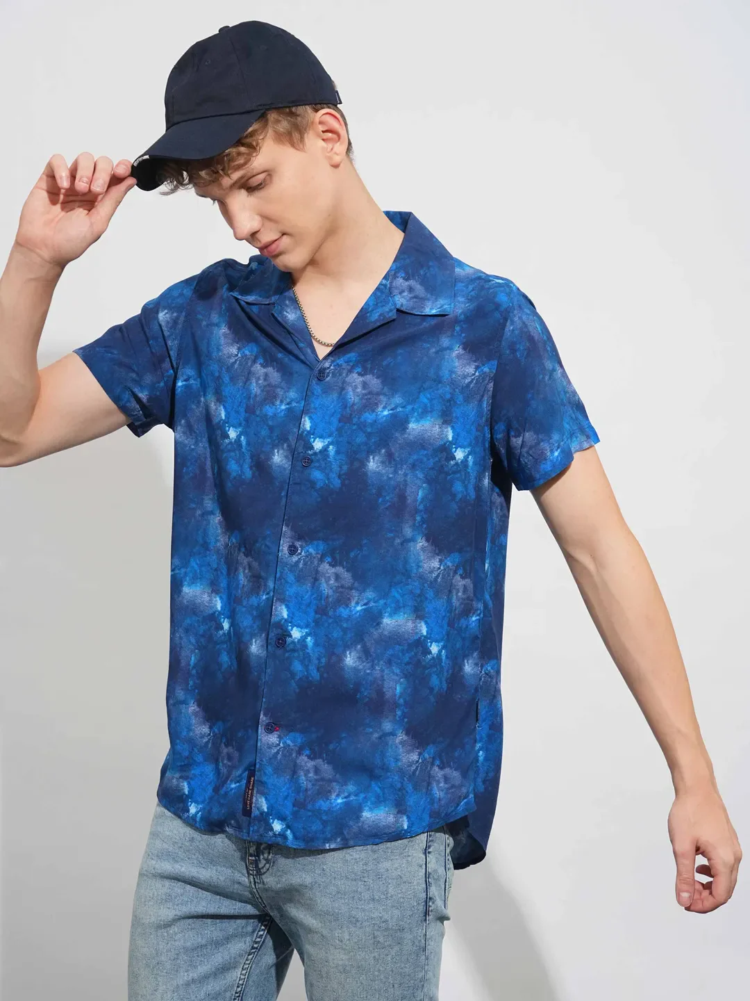 Blue Slim Fit Resort Collar Men's Shirt by Being Human Clothing - Image 6