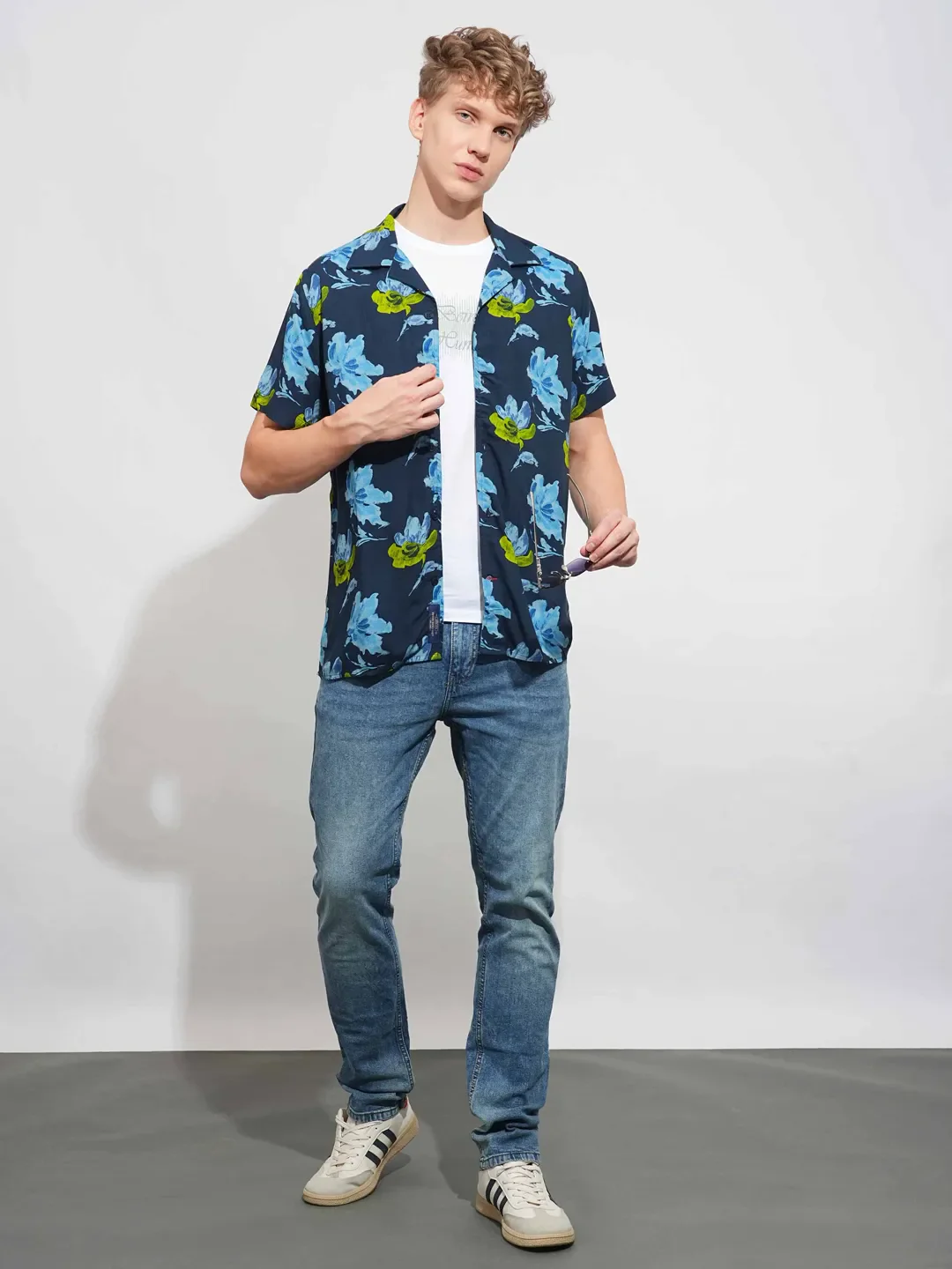 Blue Slim Fit Resort Collar Men's Shirt by Being Human Clothing - Image 4