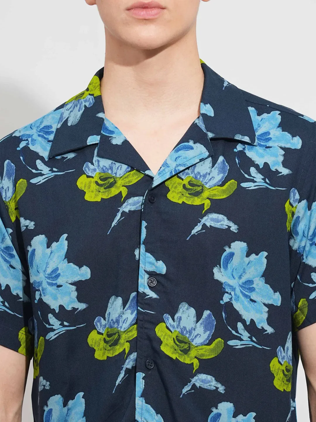 Blue Slim Fit Resort Collar Men's Shirt by Being Human Clothing - Image 5