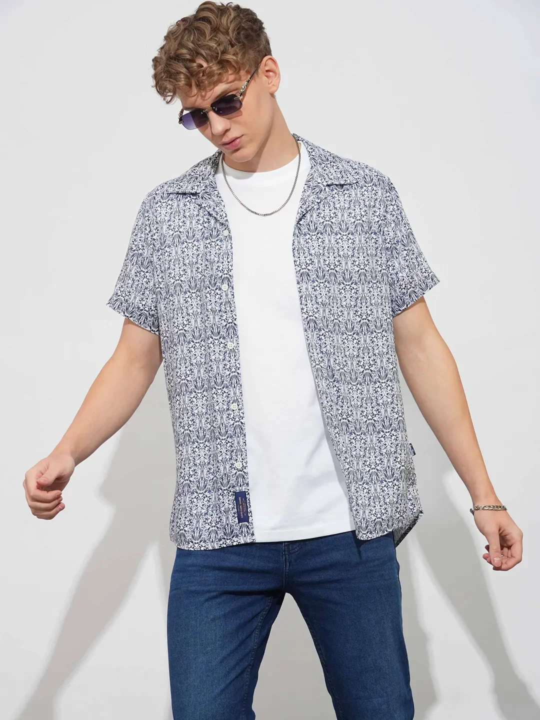 Navy Slim Fit Resort Collar Men's Shirt by Being Human Clothing - Image 6