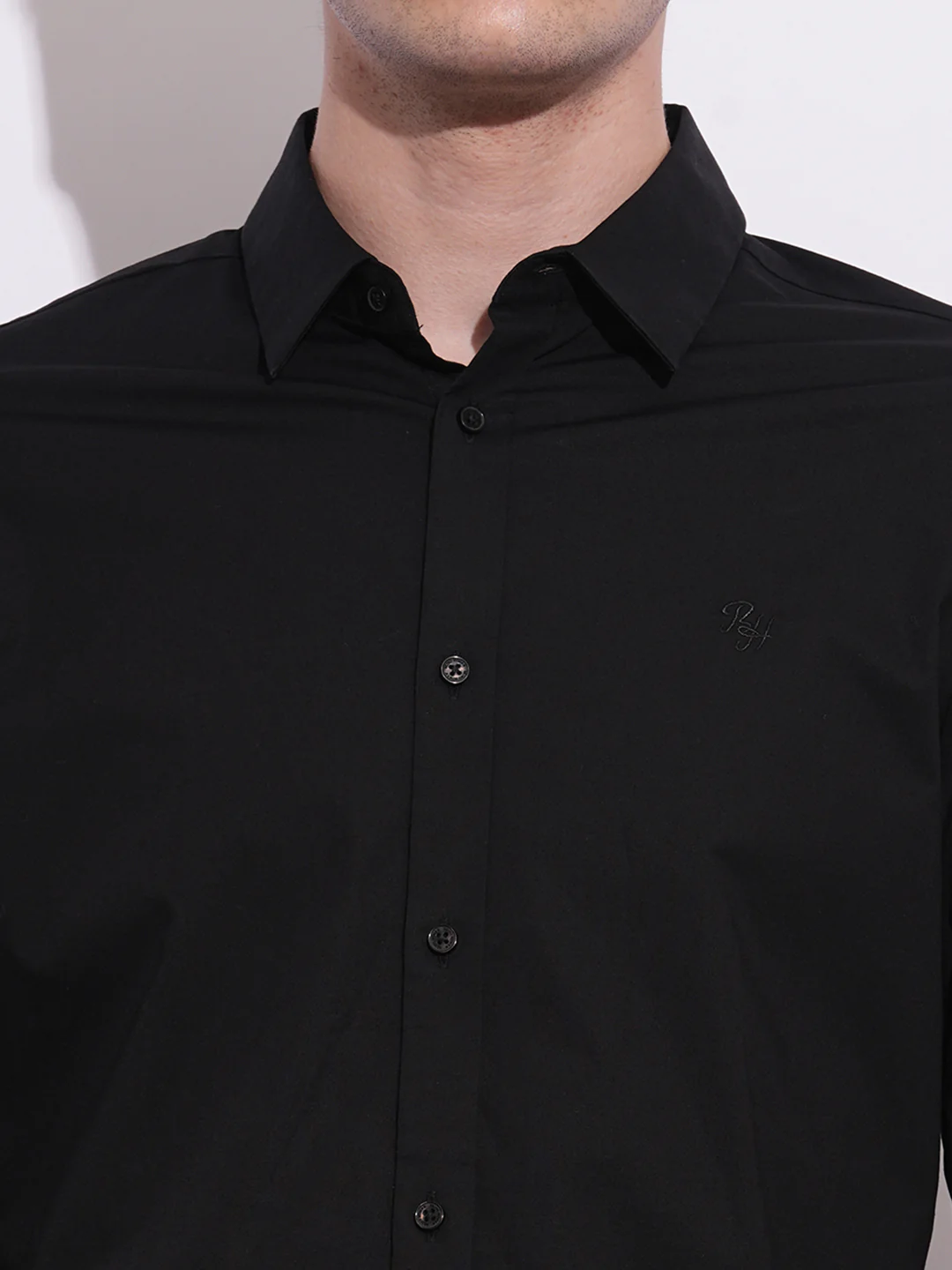 Black Slim Fit Regular Collar Men's Shirt by Being Human Clothing - Image 4