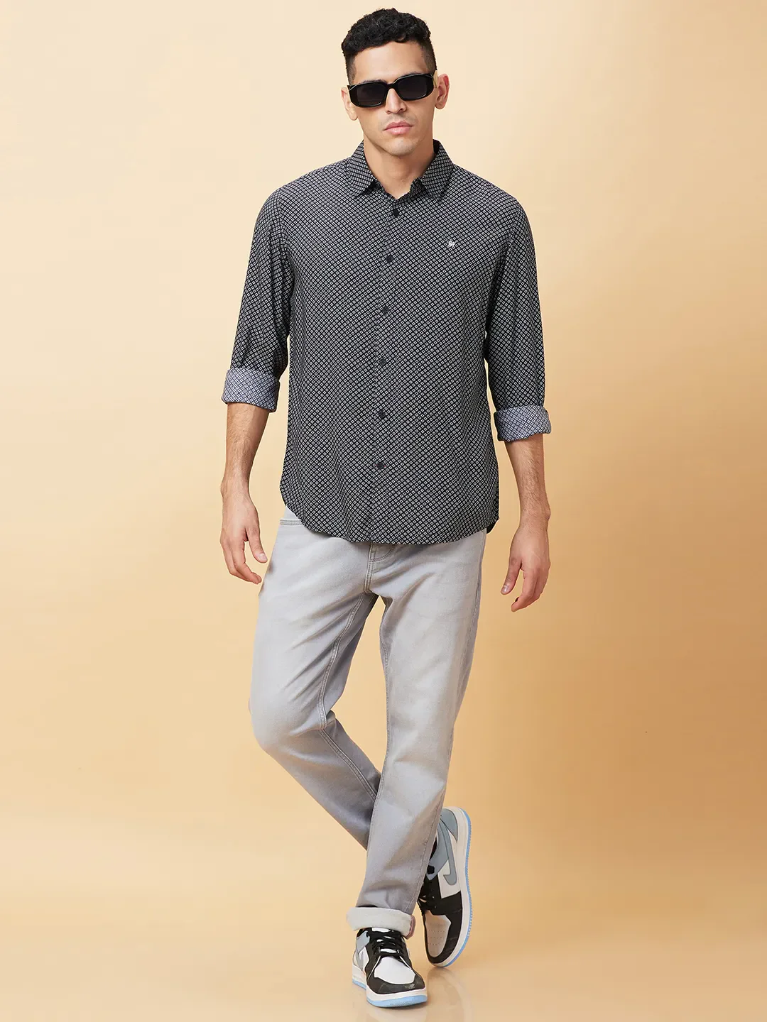 Black Slim Fit Regular Collar Men's Shirt by Being Human Clothing - Image 5