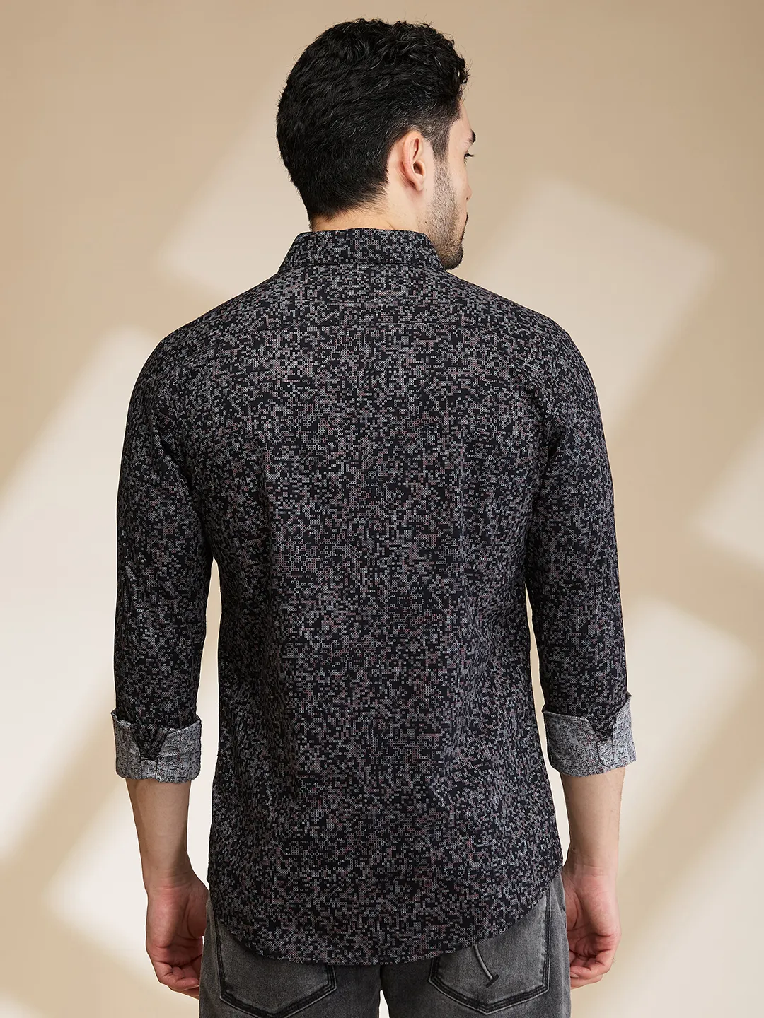 Black Slim Fit Regular Collar Men's Shirt by Being Human Clothing - Image 3