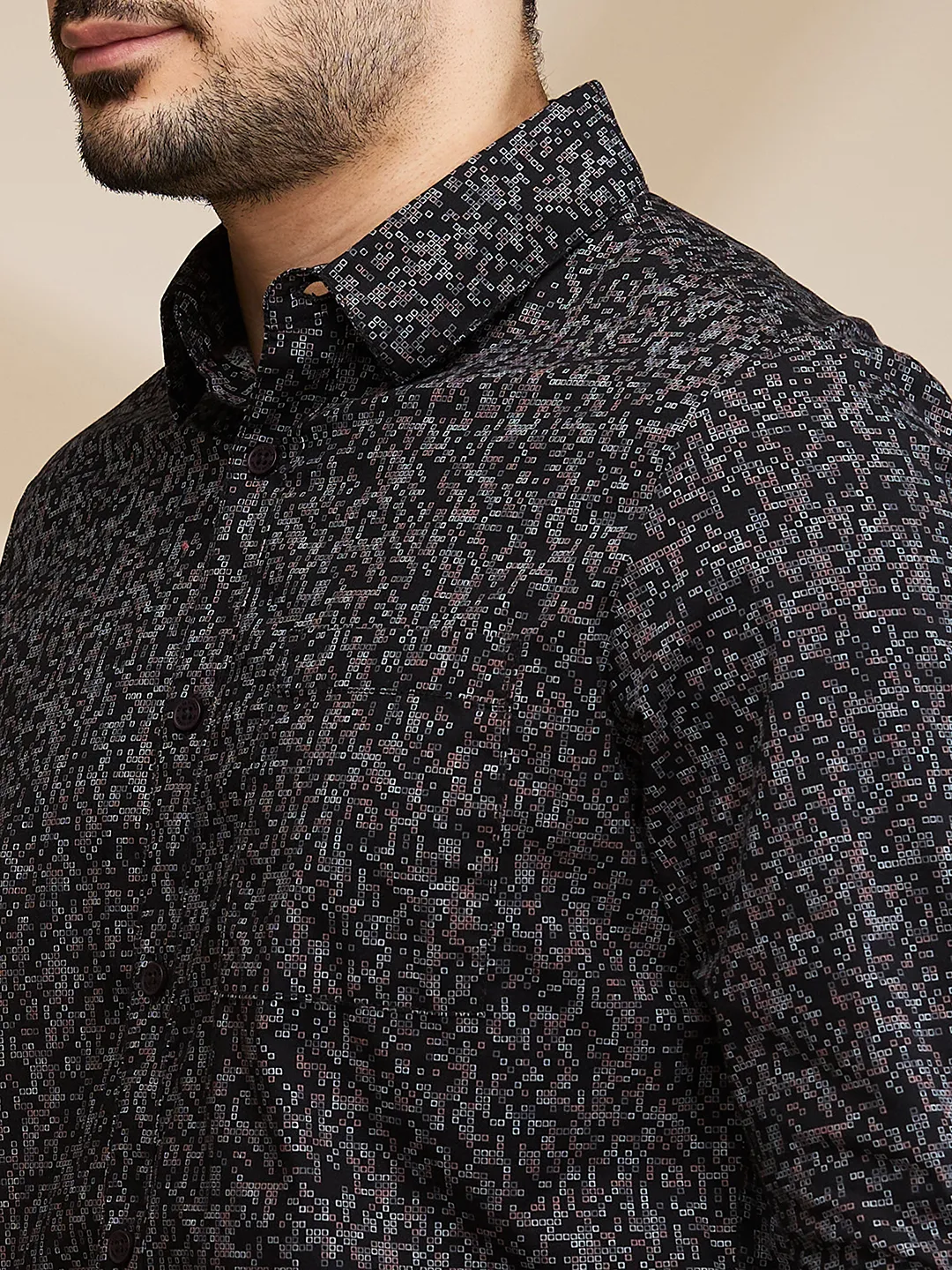 Black Slim Fit Regular Collar Men's Shirt by Being Human Clothing - Image 5