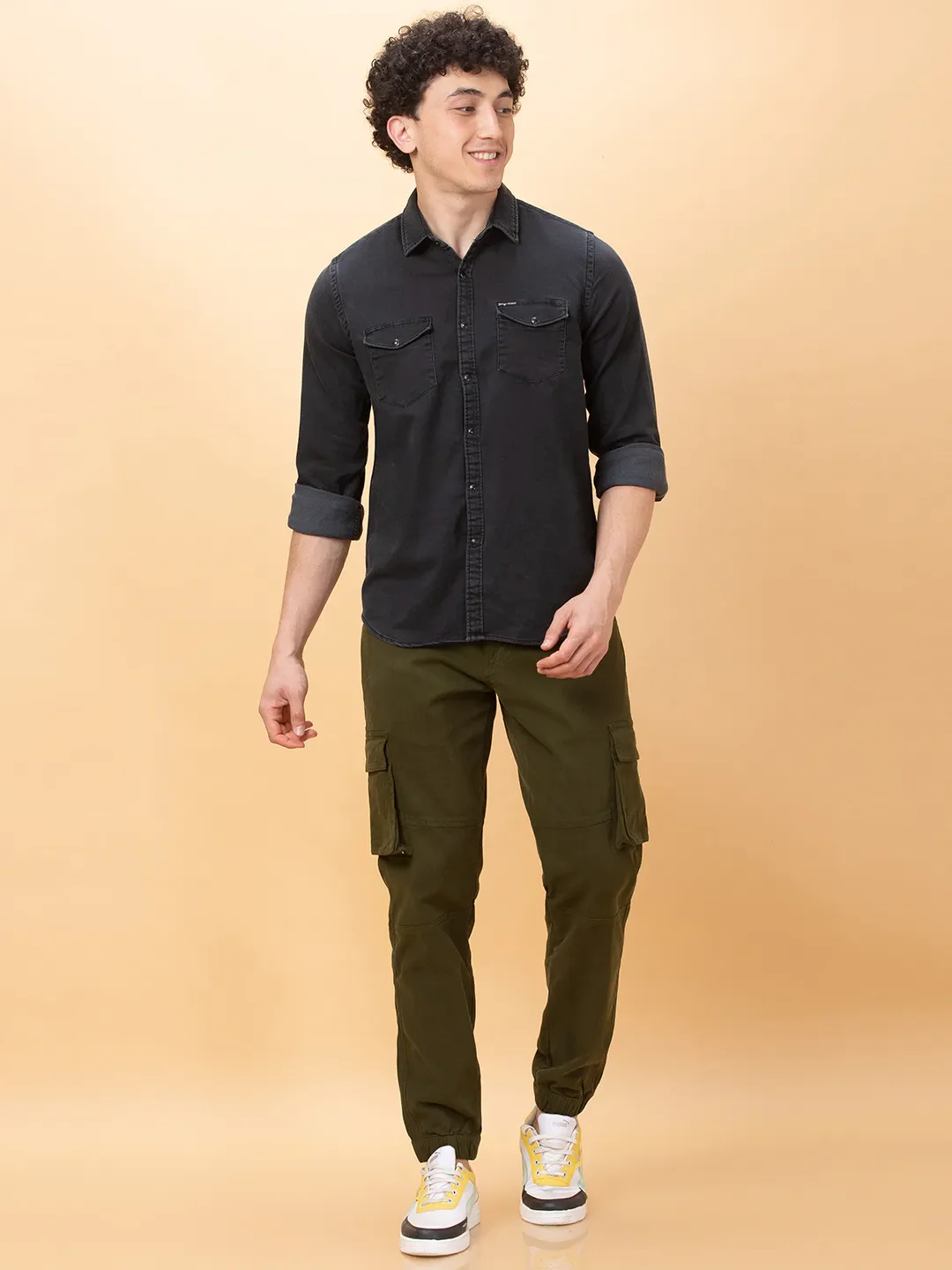 Black Slim Fit Regular Collar Men's Shirt by Being Human Clothing - Image 2