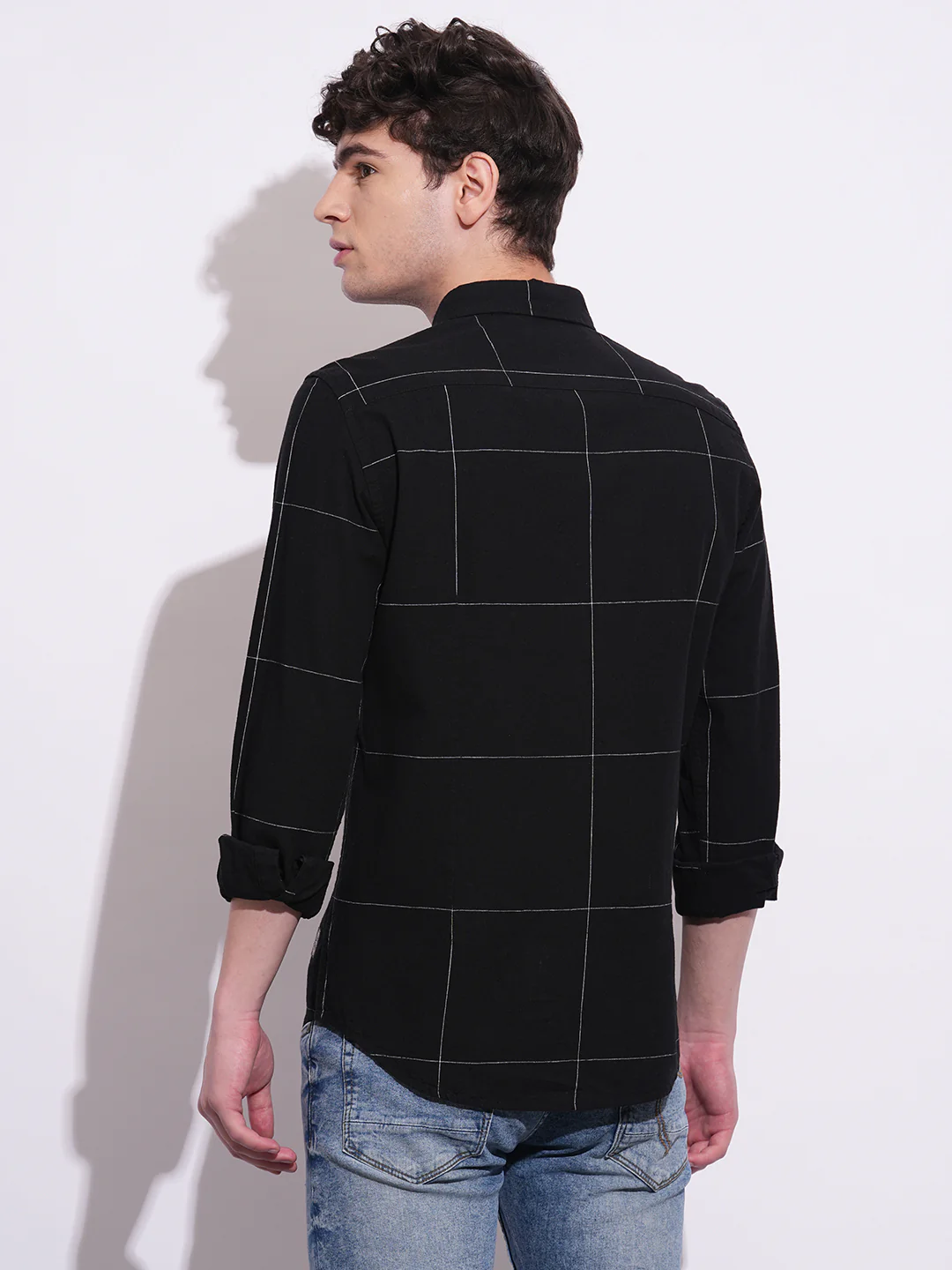 Black Regular Fit Regular Collar Men's Shirt by Being Human Clothing - Image 3