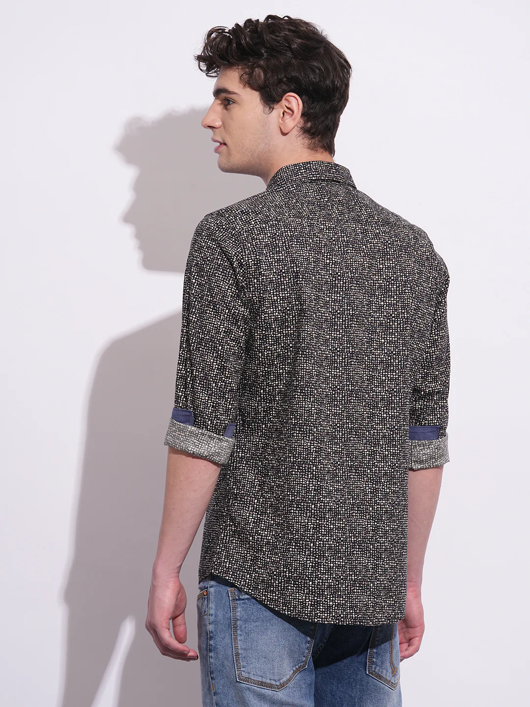 Black Regular Fit Regular Collar Men's Shirt by Being Human Clothing - Image 3