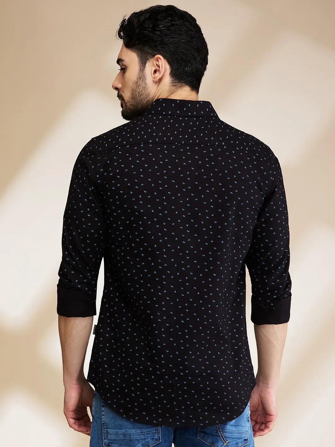 Black Slim Fit Regular Collar Men's Shirt by Being Human Clothing - Image 3
