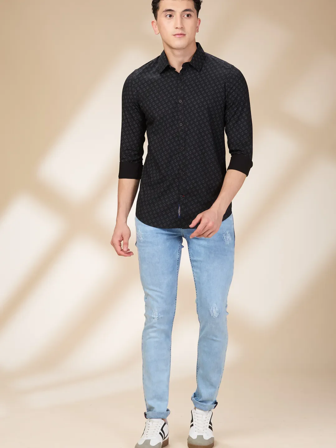 Black Slim Fit Regular Collar Men's Shirt by Being Human Clothing - Image 2