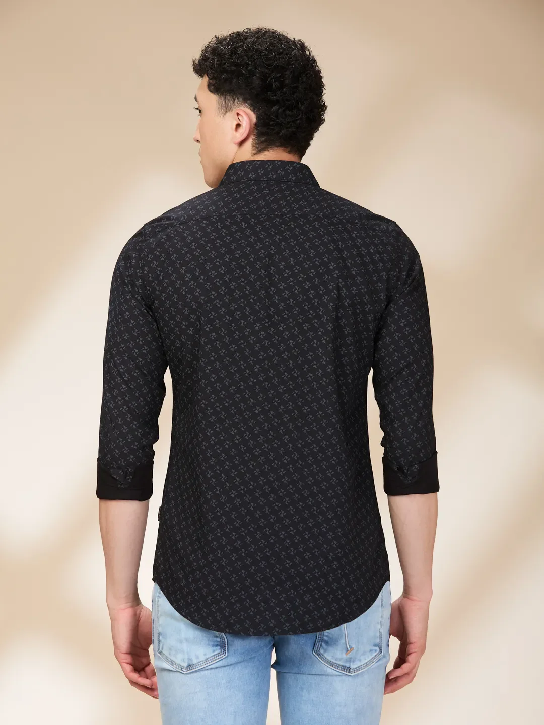 Black Slim Fit Regular Collar Men's Shirt by Being Human Clothing - Image 3